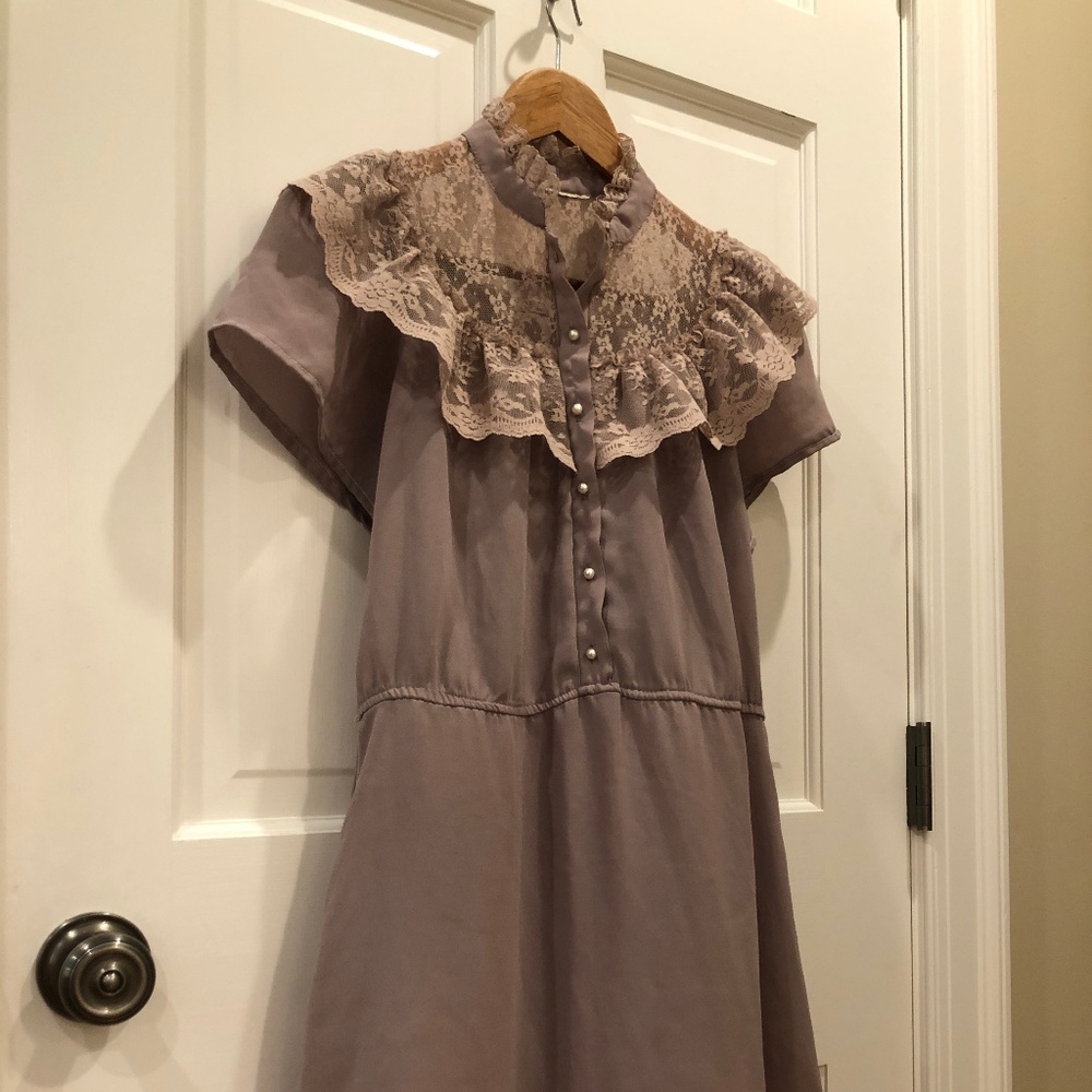 Lavender Lacy Vintage Button Up Dress
